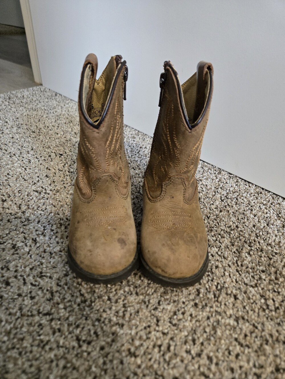 Smoky Tan Brown Kids Western Cowboy Boots - Picture 3 of 6